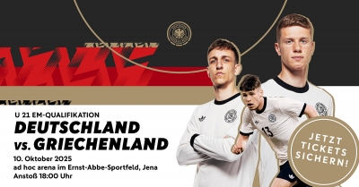 Der TFV gibt bekannt: 300 Freitickets für U21-EM- Qualifikationsspiel Deutschland- Griechenland